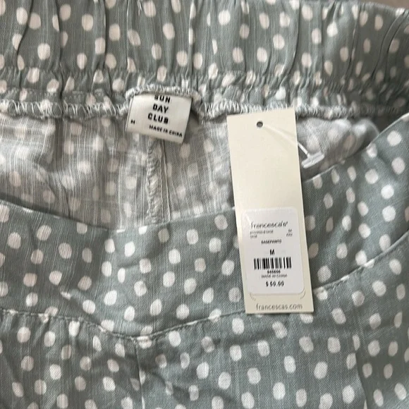 NWT Sun Day Club Green White Polka Dot High Rise Wide Leg Pants Women Medium - Picture 4 of 5